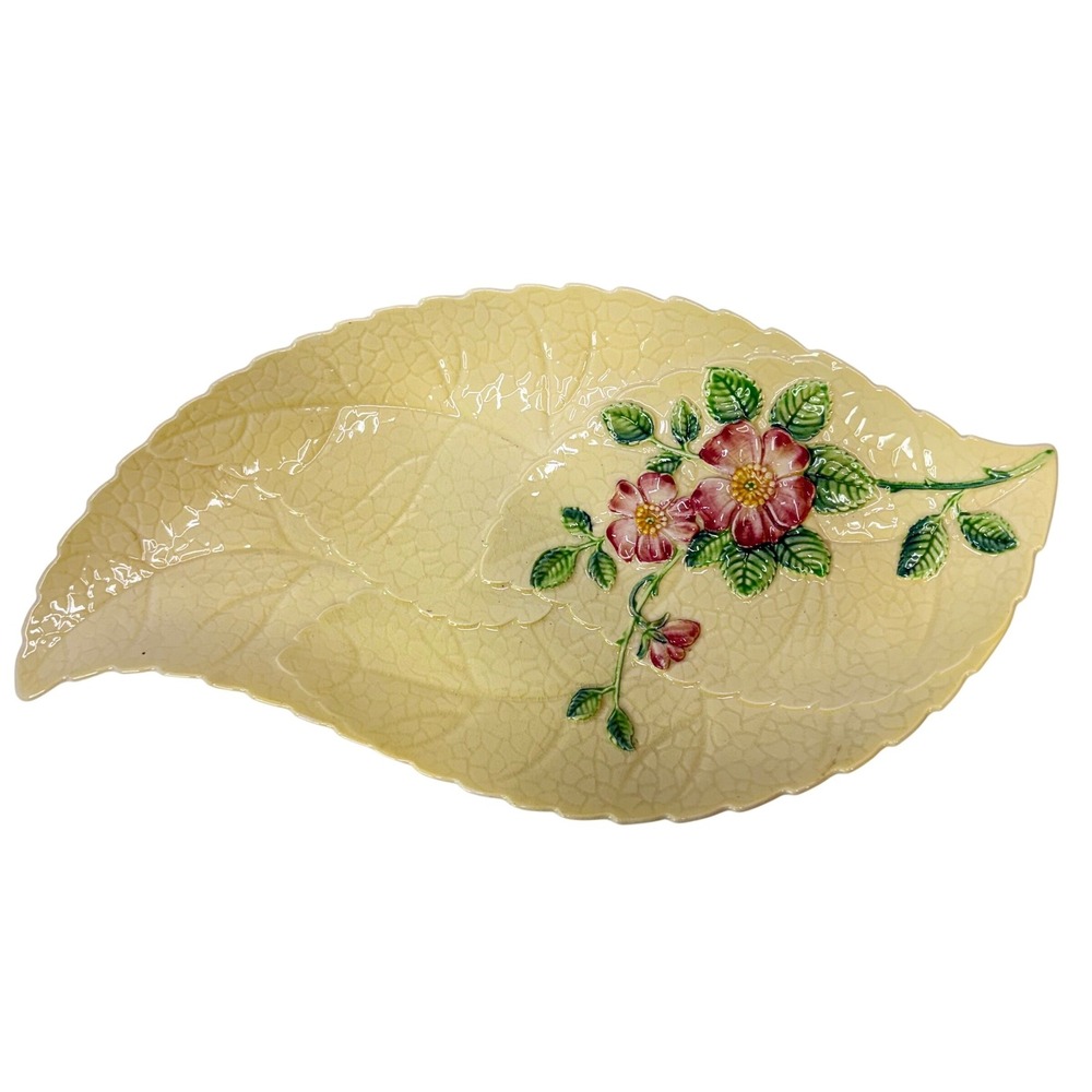 Carlton Ware Wild Rose Leaf‎ Dish Yellow Pink Floral Serving Platter England VTG